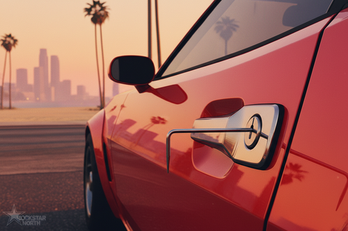 A IMAGE OF A LOCK PICK IN A DOOR HANDEL ON A GTA 5 CAR